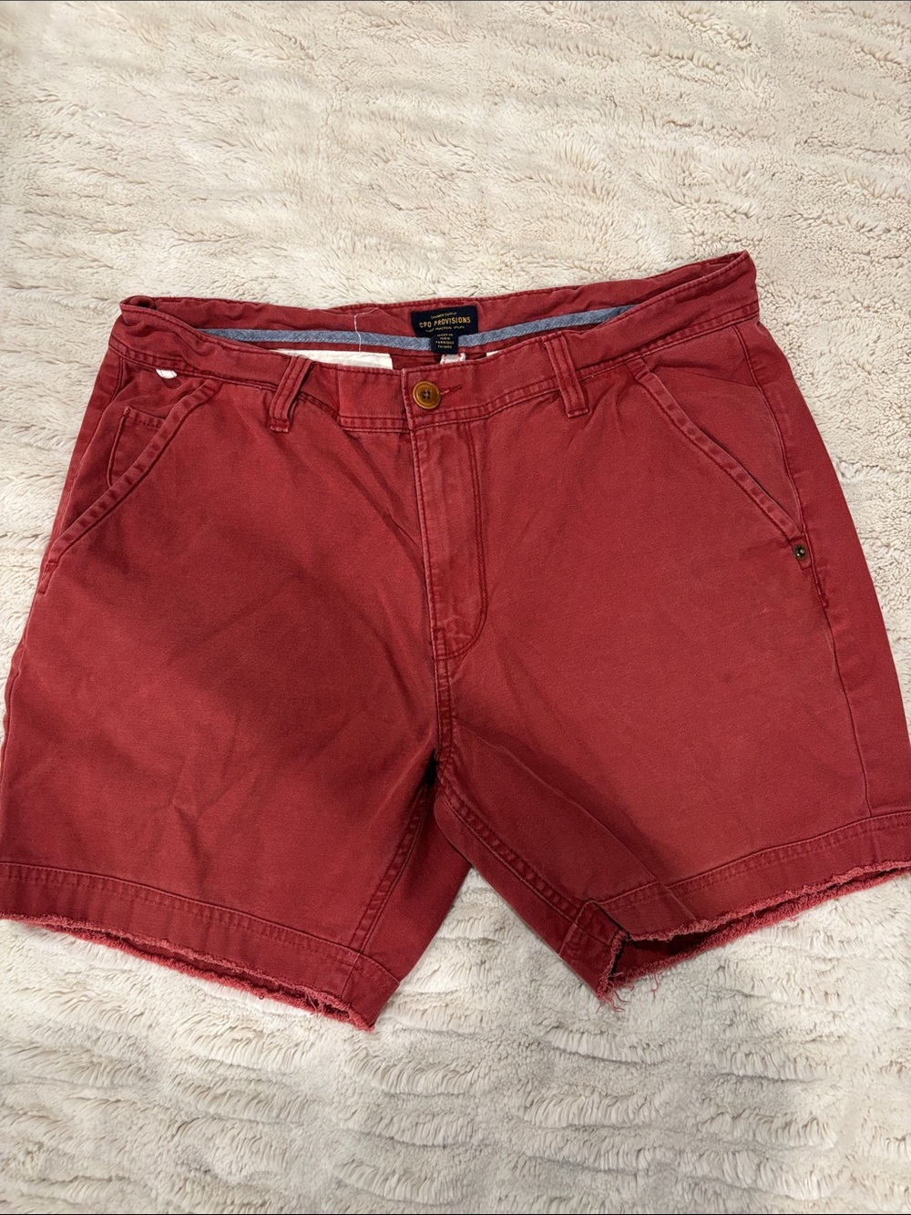 Men's Flat Front Cotton Shorts in Brick Red